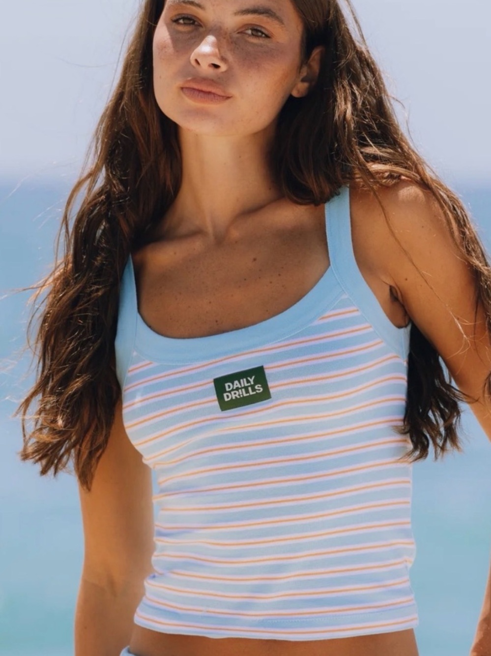 Daily Drills Striped Logo Tank - Bondi Stripe Size M/L NWOT
